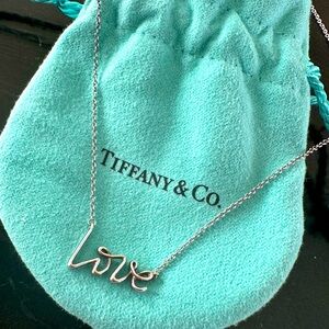 Tiffany Paloma Picasso Graffiti Mini Love necklace.